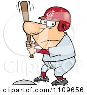 Clipart Aggressive Baseball Player Batting At Home Base Royalty Free Vector Illustration by toonaday