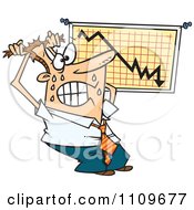 Poster, Art Print Of Stressed Business Man Viewing A Recession Chart