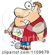 Poster, Art Print Of Olympic Track And Field Shotput Athlete Man Dropping The Ball On His Foot