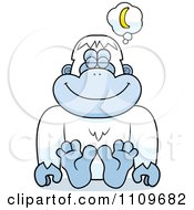 Clipart Yeti Abominable Snowman Monkey Daydreaming Of Bananas Royalty Free Vector Illustration by Cory Thoman