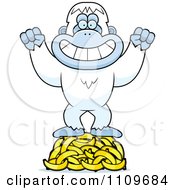 Poster, Art Print Of Yeti Abominable Snowman Monkey Standing On Bananas
