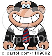 Poster, Art Print Of Chimpanzee Wearing A Tie And Shirt