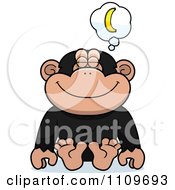 Clipart Chimpanzee Daydreaming Of Bananas Royalty Free Vector Illustration