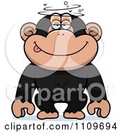 Clipart Dumb Or Drunk Chimpanzee Royalty Free Vector Illustration