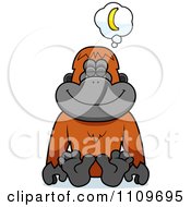 Clipart Orangutan Monkey Daydreaming Of Bananas Royalty Free Vector Illustration