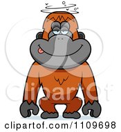 Clipart Drunk Or Dumb Orangutan Monkey Royalty Free Vector Illustration