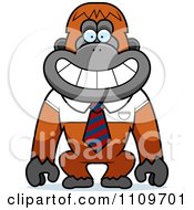 Clipart Orangutan Monkey Wearing A Tie Royalty Free Vector Illustration