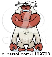 Clipart Drunk Or Dumb Macaque Monkey Royalty Free Vector Illustration