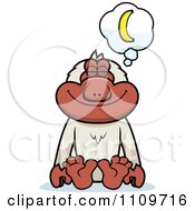 Clipart Macaque Monkey Daydreaming Of Bananas Royalty Free Vector Illustration by Cory Thoman
