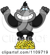 Clipart Gorilla Standing On Bananas Royalty Free Vector Illustration by Cory Thoman #COLLC1109719-0121