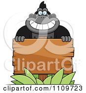 Poster, Art Print Of Gorilla Behind A Wooden Sign