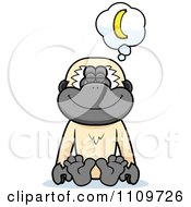 Clipart Gibbon Monkey Daydreaming Of Bananas Royalty Free Vector Illustration