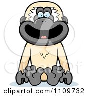 Clipart Gibbon Monkey Sitting Royalty Free Vector Illustration