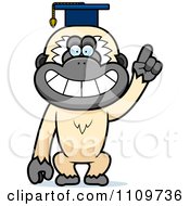 Poster, Art Print Of Gibbon Monkey Professor Wearing A Cap