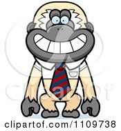 Gibbon Monkey Wearing A Tie And Shirt