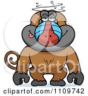 Clipart Dumb Or Drunk Baboon Monkey Royalty Free Vector Illustration