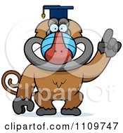Poster, Art Print Of Baboon Monkey Wearing A Graduation Cap And Holding A Finger Up