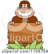 Bigfoot Sasquatch With A Wooden Sign