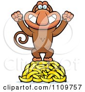 Clipart Proboscis Monkey Standing On Bananas Royalty Free Vector Illustration