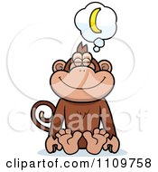 Clipart Monkey Daydreaming Of Bananas Royalty Free Vector Illustration