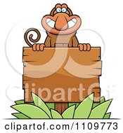 Proboscis Monkey Behind A Wooden Sign