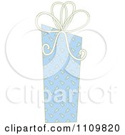 Poster, Art Print Of Blue Patterned Gift Box With A Bow