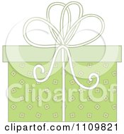 Clipart Green Patterned Gift Box With A Bow Royalty Free Vector Illustration