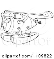 Clipart Outlined Cartoon Seaplane Royalty Free Vector Illustration by djart