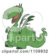 Cartoon Happy Green Dragon Grinning