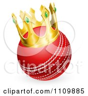 Red Cricket Ball Wearing A 3d Gold Crown