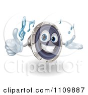 Poster, Art Print Of 3d Happy Speaker Mascot Holding A Thumb Up And Playing Tunes