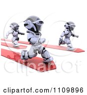 Poster, Art Print Of 3d Racing Robots On Red Arrows