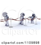 Clipart 3d Robots In Line With Red Ropes And Poles Royalty Free CGI Illustration by KJ Pargeter