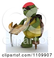 Poster, Art Print Of 3d Tortoise Pirate Reading A Treasure Map