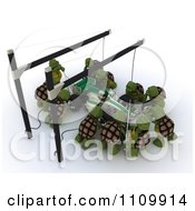 Poster, Art Print Of 3d Tortoises Working At A Race Car Pit Stop