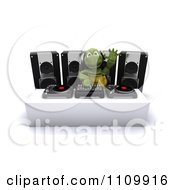 Poster, Art Print Of 3d Tortoise Dj Mixing Records And Waving