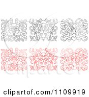 Poster, Art Print Of Black And White And Red Oriental Floral Design Elements
