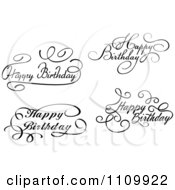 Poster, Art Print Of Black And White Ornate Hand Written Happy Birthday Greetings
