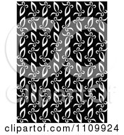 Poster, Art Print Of Black And White Seamless Floral Leaf Pattern
