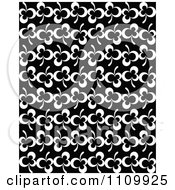 Poster, Art Print Of Black And White Seamless Clover Leaf Pattern