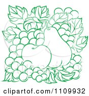 Clipart Green And White Apple Pear And Grapes Royalty Free Vector Illustration