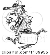 Clipart Black And White Australian Goanna Lizard Tourist Royalty Free Vector Illustration by Dennis Holmes Designs