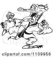 Poster, Art Print Of Black And White Kung Fu Aussie Goanna Lizard