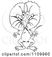 Clipart Black And White Aussie Frill Neck Lizard Royalty Free Vector Illustration