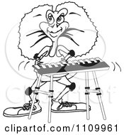 Clipart Black And White Aussie Frill Neck Lizard Playing A Keyboard Royalty Free Vector Illustration by Dennis Holmes Designs