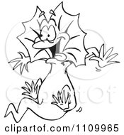 Clipart Black And White Aussie Frill Neck Lizard Jumping Royalty Free Vector Illustration by Dennis Holmes Designs