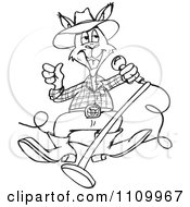 Clipart Black And White Australian Kangaroo Singing Royalty Free Vector Illustration