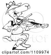 Black And White Aussie Kangaroo Playing A Fiddle