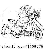 Clipart Black And White Aussie Kangaroo On A Moped Royalty Free Vector Illustration
