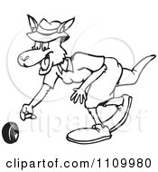 Clipart Black And White Aussie Kangaroo Lawn Bowling Royalty Free Vector Illustration